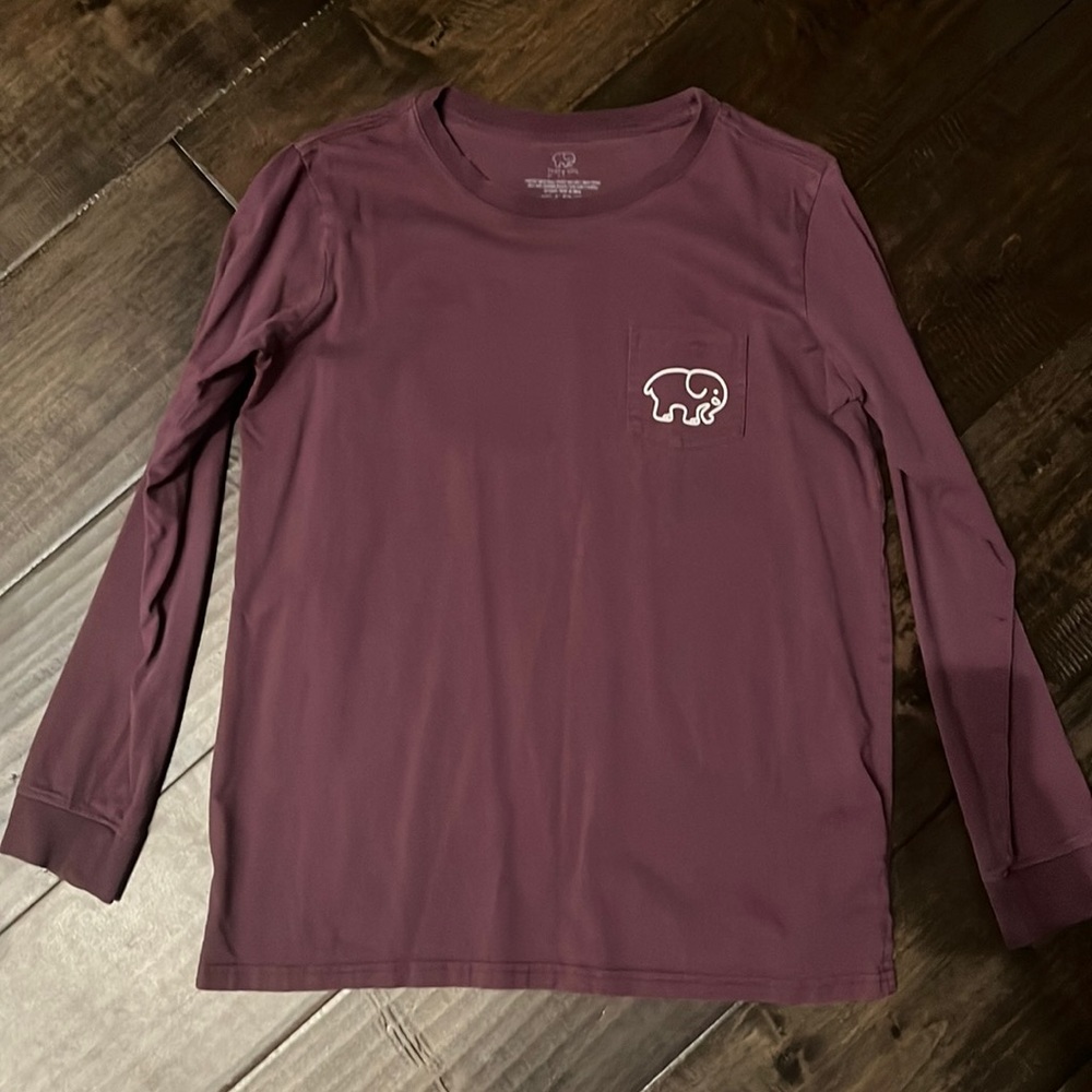 ivory ella maroon long sleeve pocketed shirt